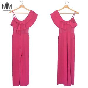 Marciano | Fuschia Asymmetric Mesh Corset Jumpsuit